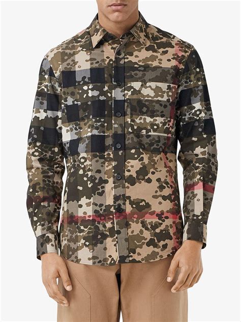 camisa burberry verde|burberry camouflage shirt.